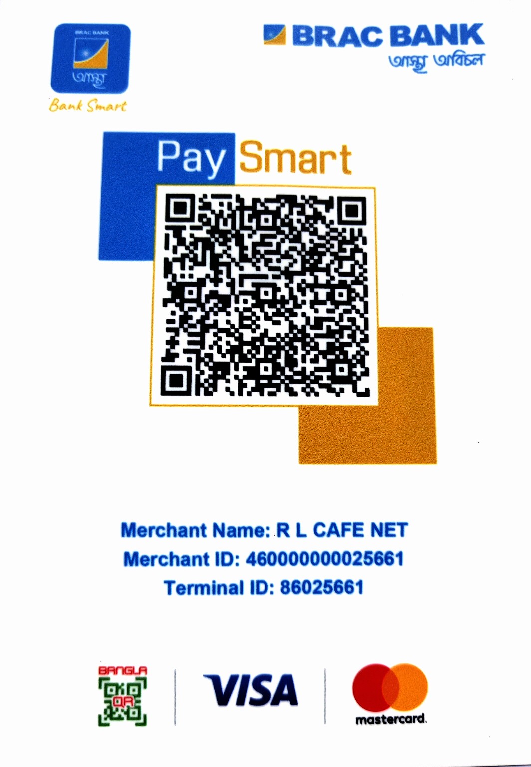 R L CAFE NET BRAC Bank PaySmart QR Code